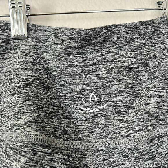 Beyond Yoga High Waisted Sheer Illusion Leggings Gray Black Mesh Side Stripe - Picture 5 of 7